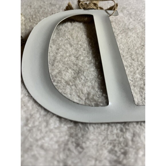 Lot of 2 Letter 'D" Ornaments Glitter Snowman & Plaid Burlap Letter - Picture 9 of 10